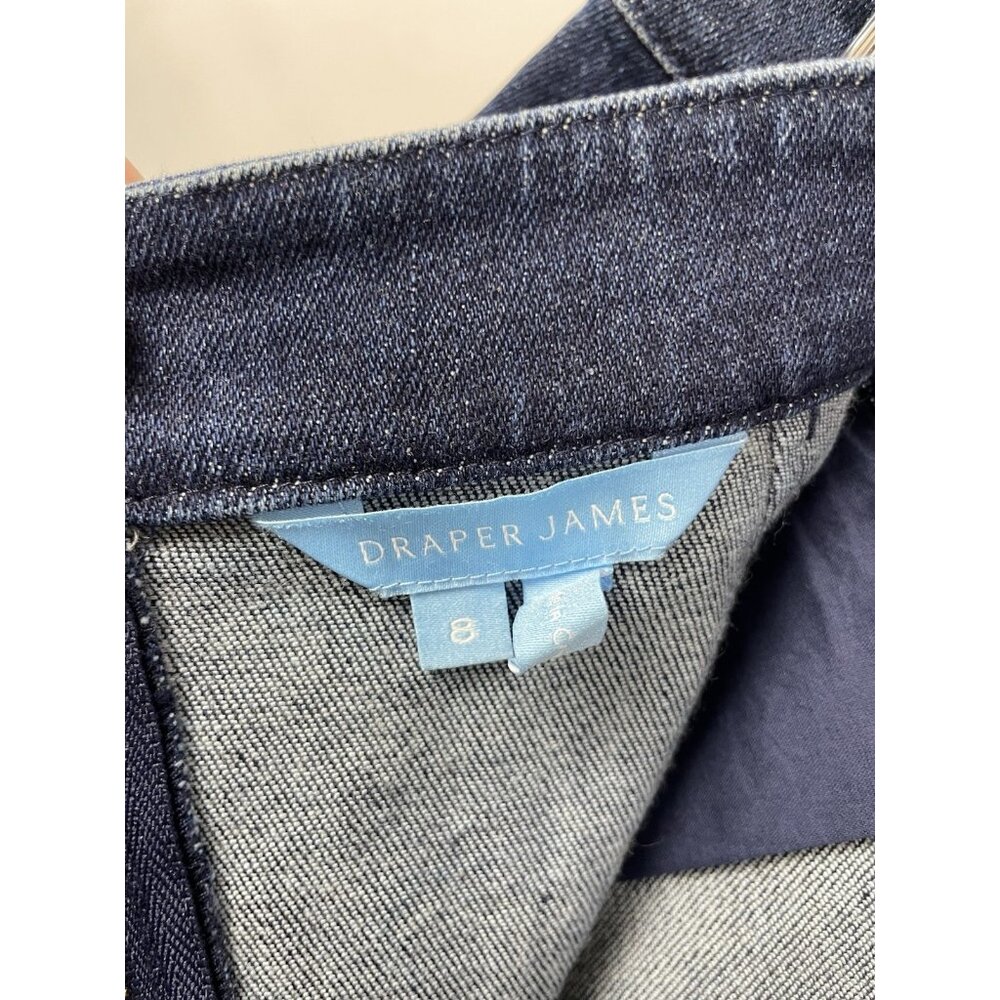 Draper James Skirt Womens 8 Blue Dark Jean Denim Mini Scalloped Hem Y2K‎ Girly - Picture 5 of 8